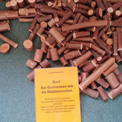 Bild vergr&ouml;&szlig;ern: WAMIKI - viele Astst&uuml;cke zu Bauen von Astbuchstaben mit Anleitung