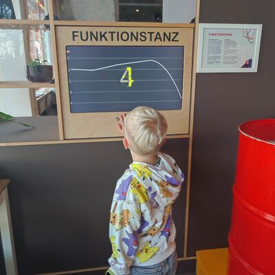 Bild vergr&ouml;&szlig;ern: Ein Kind steht vor einer aktiven Funktionswand.