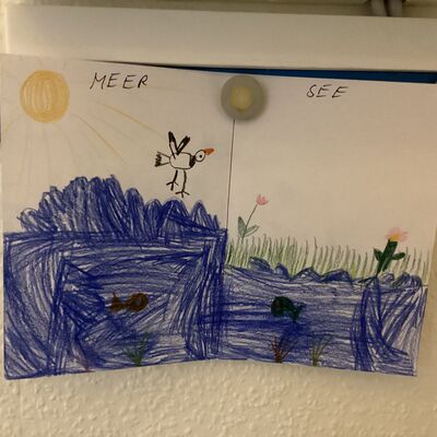 Bild vergr&ouml;&szlig;ern: Ein von Fania gemaltes Bild zum Thema Meer und See.
