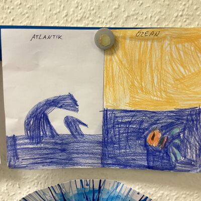 Bild vergr&ouml;&szlig;ern: Ein von Vinzent gemaltes Bild zum Thema Atlantik und Ozean.