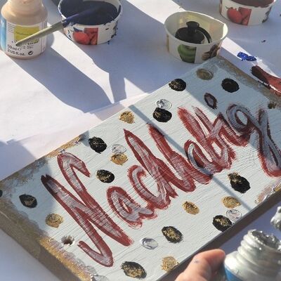 Bild vergr&ouml;&szlig;ern: Kita "K&uuml;kennest" - Sommerfest - bemaltes Schild Nachhaltig