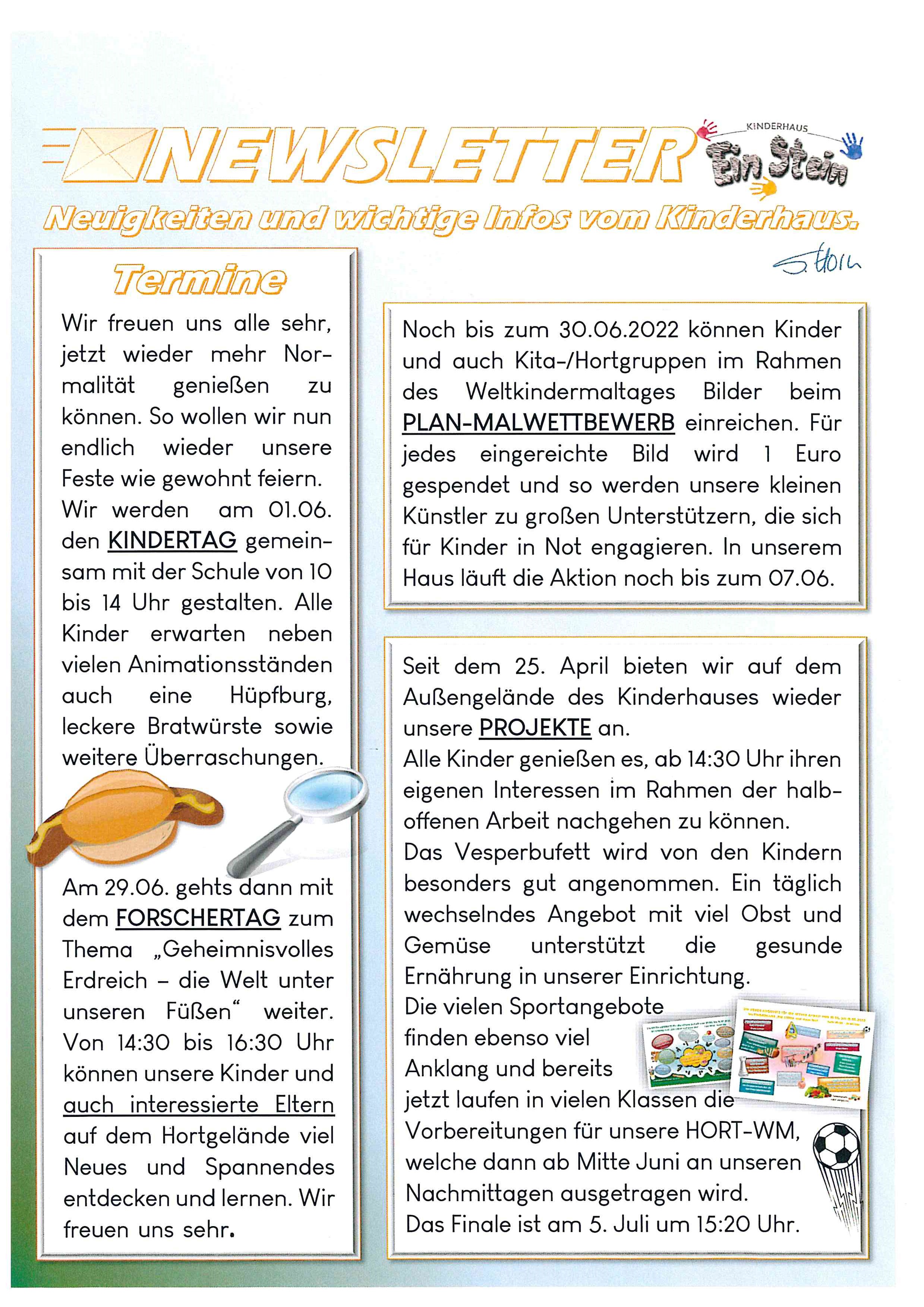 Newsletter - Kinderhaus "Ein Stein" und "Villa"
